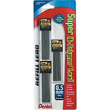Pentel Super Hi-Polymer Lead Refill, 0.5mm, 30/Leads, 3/Pack (C25BPHB3-K6)