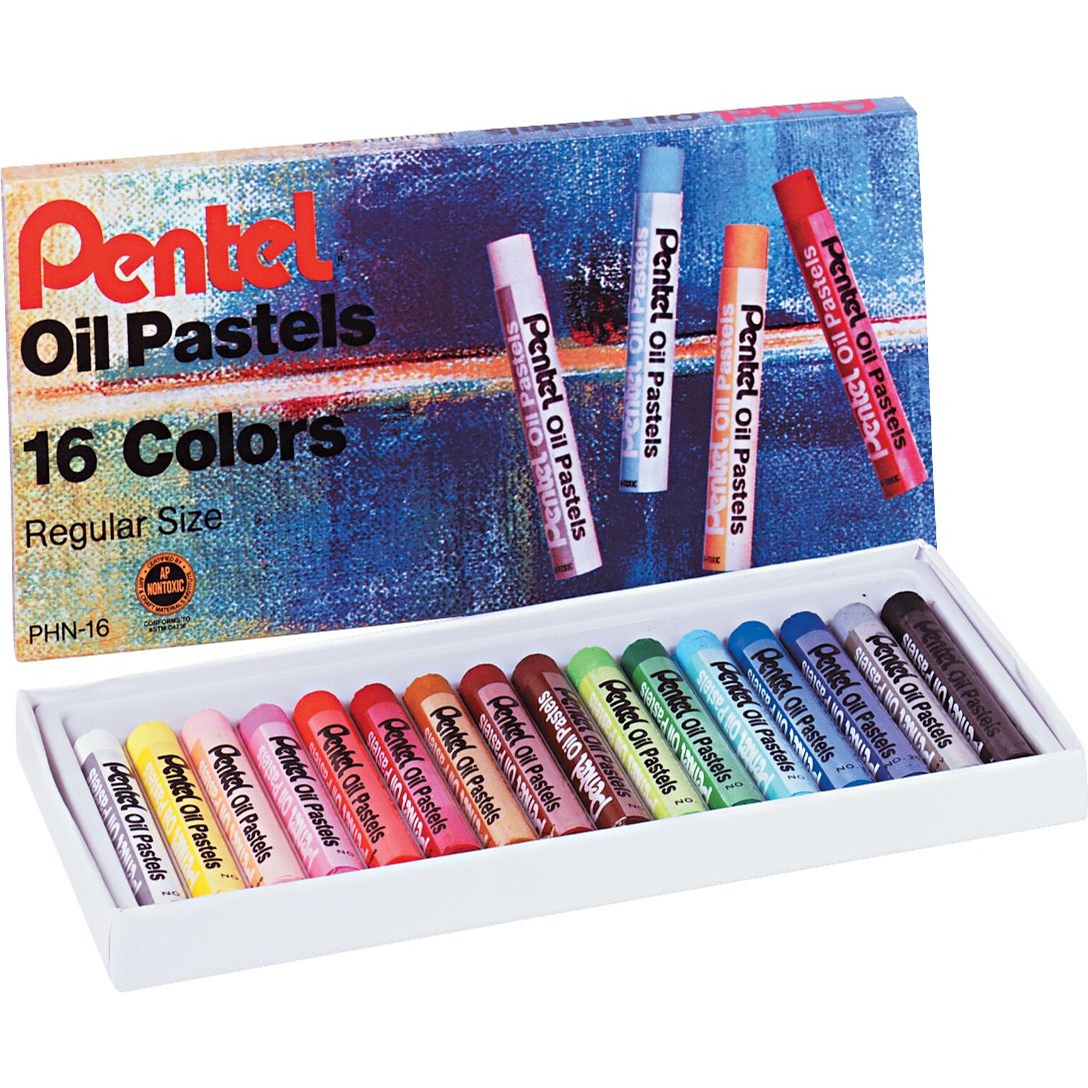 Pentel® Oil Pastel Set With Carrying Case, Assorted, 16/Set