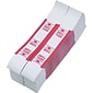 PM Company Self-Stick White Kraft Currency Straps, Color Coded for $500, Red, 1,000/Pack