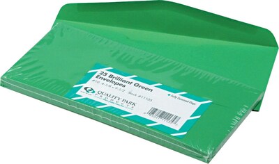 Quality Park Gummed Business #10 Envelope, 4-1/8 x 9-1/2, Green, 25/Pack (QUA11135)