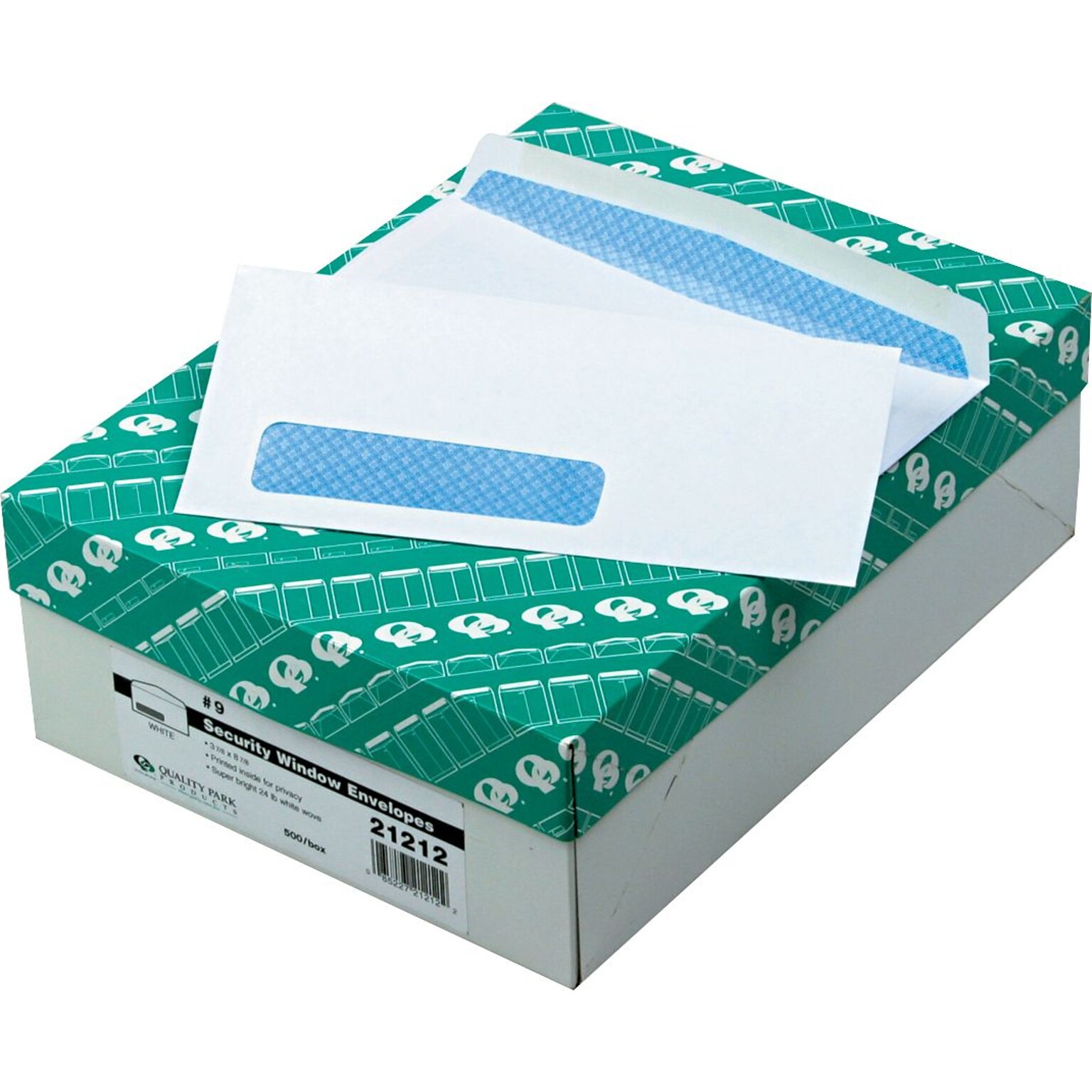 Quality Park Security Tinted #9 Window Envelope 3 7/8 x 8 7/8, White, 500/Box (QUA21212)