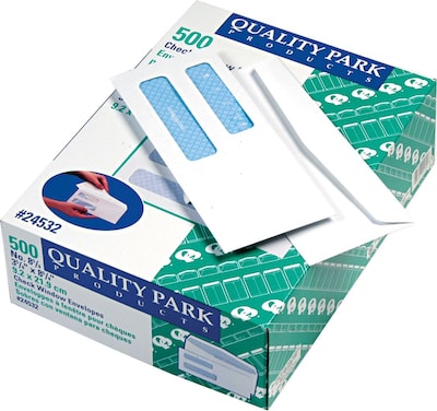 Quality Park Security Tinted #8 Double Window Envelope, 3 5/8 x 8 5/8, White, 500/Box (QUA24532)