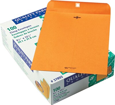 Quality Park Clasp Catalog Envelope, 9 1/2" x 12 1/2", Brown, 100/Box (37893)