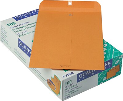 Quality Park Clasp Catalog Envelope, 10 x 15, Kraft, 100/Box (37898)