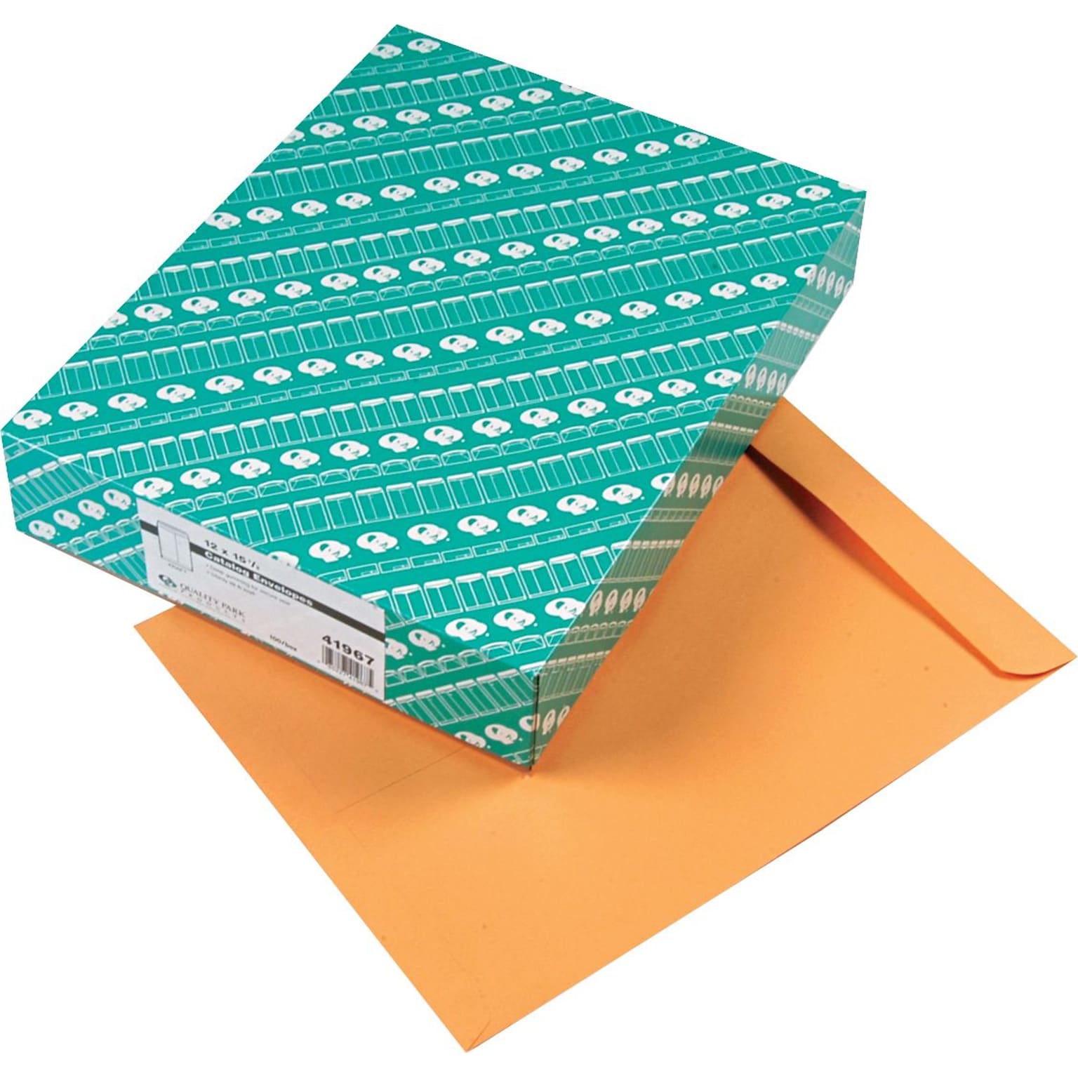 Quality Park Gummed Catalog Envelope, 12 x 15 1/2, Light Kraft, 100/Box (41967)