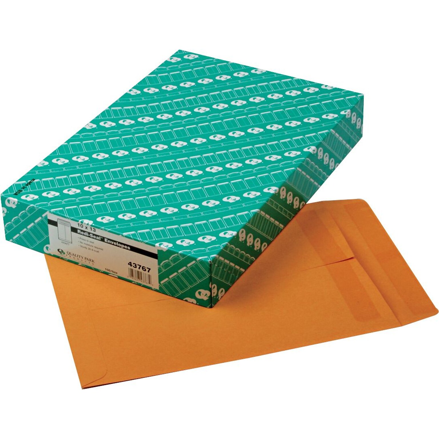 Quality Park Redi-Seal Kraft Catalog Envelope, 10 x 13, Kraft, 100/Box (43767)