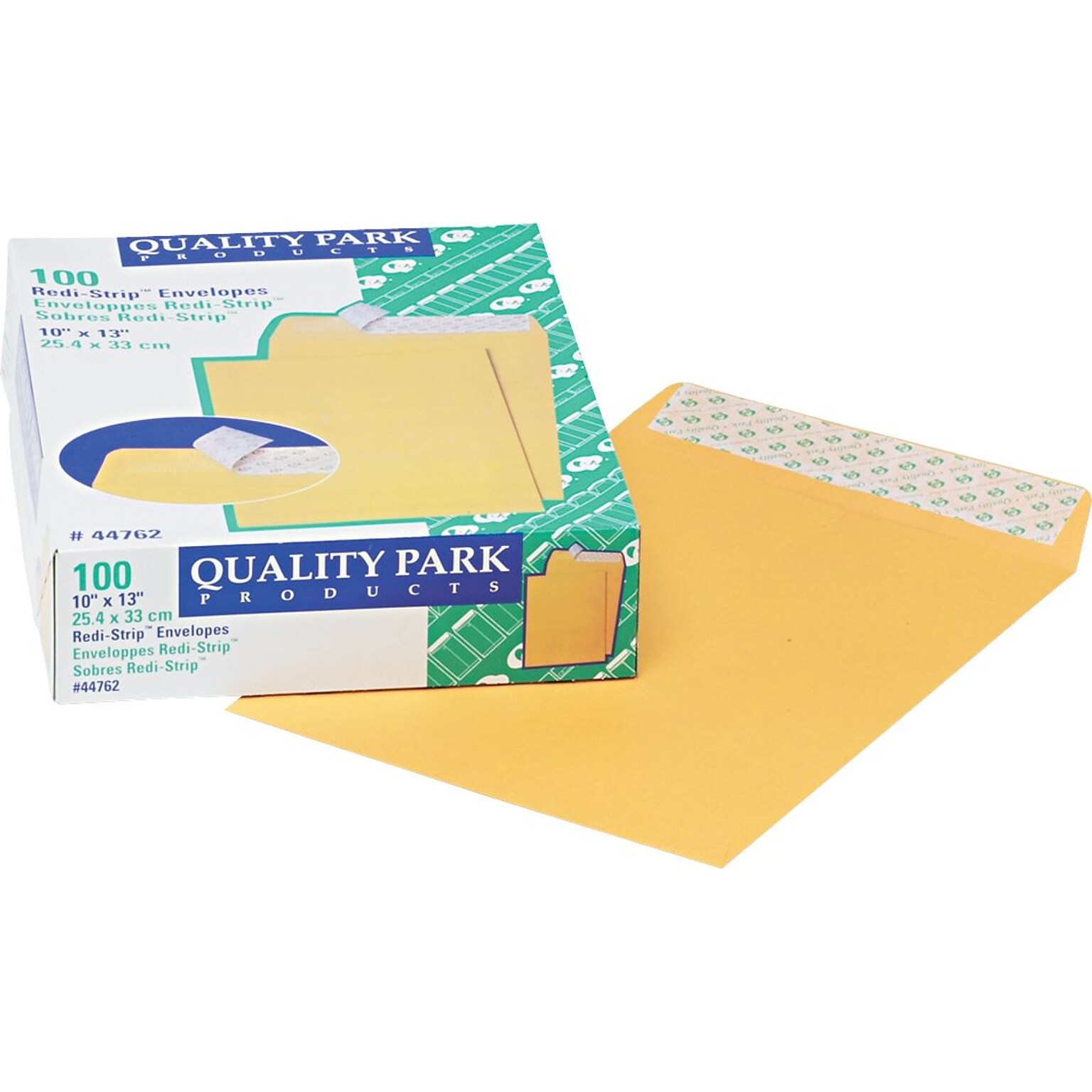 Quality Park Redi-Strip Open End Peel & Seal #13 Catalog Envelope, 10 x 13, Brown Kraft, 100/Box (44762)