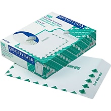 Quality Park First Class Redi-Strip Redi-Seal Catalog Envelope, 10 x 13, White/Green Border, 100/B