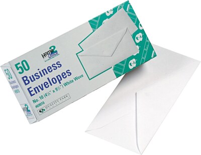 Quality Park #10 Business Envelope, 4 1/2" x 9 1/2", White, 50/Box (69016)
