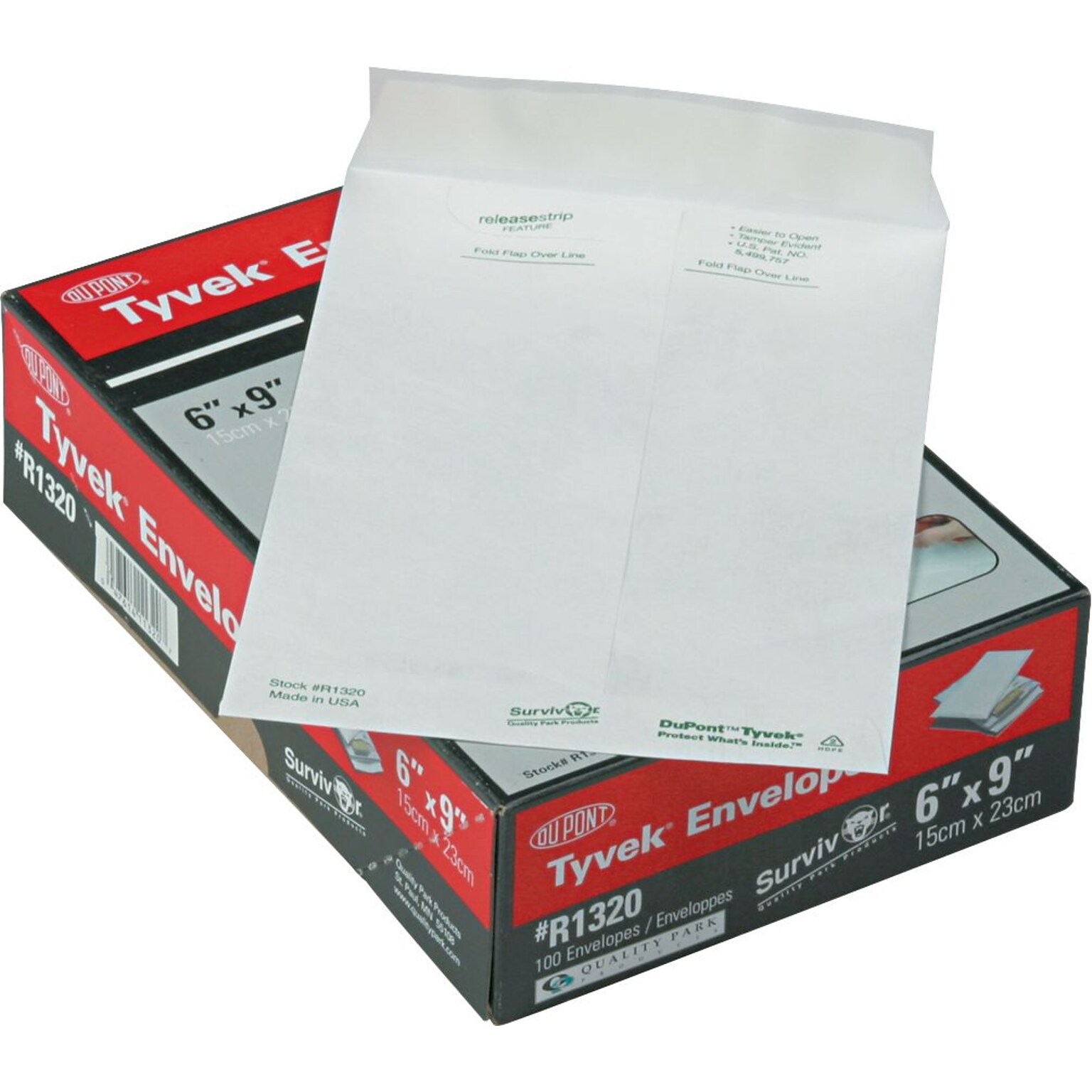 Quality Park Tyvek Self-Adhesive Envelope, #55, 14-lb., White, 6 x 9, 100/Bx