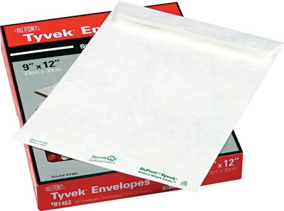 Quality Park Tyvek Flap-Stik Self Seal Catalog Envelope, 9 x 12, White, 50/Box (QUAR1462)