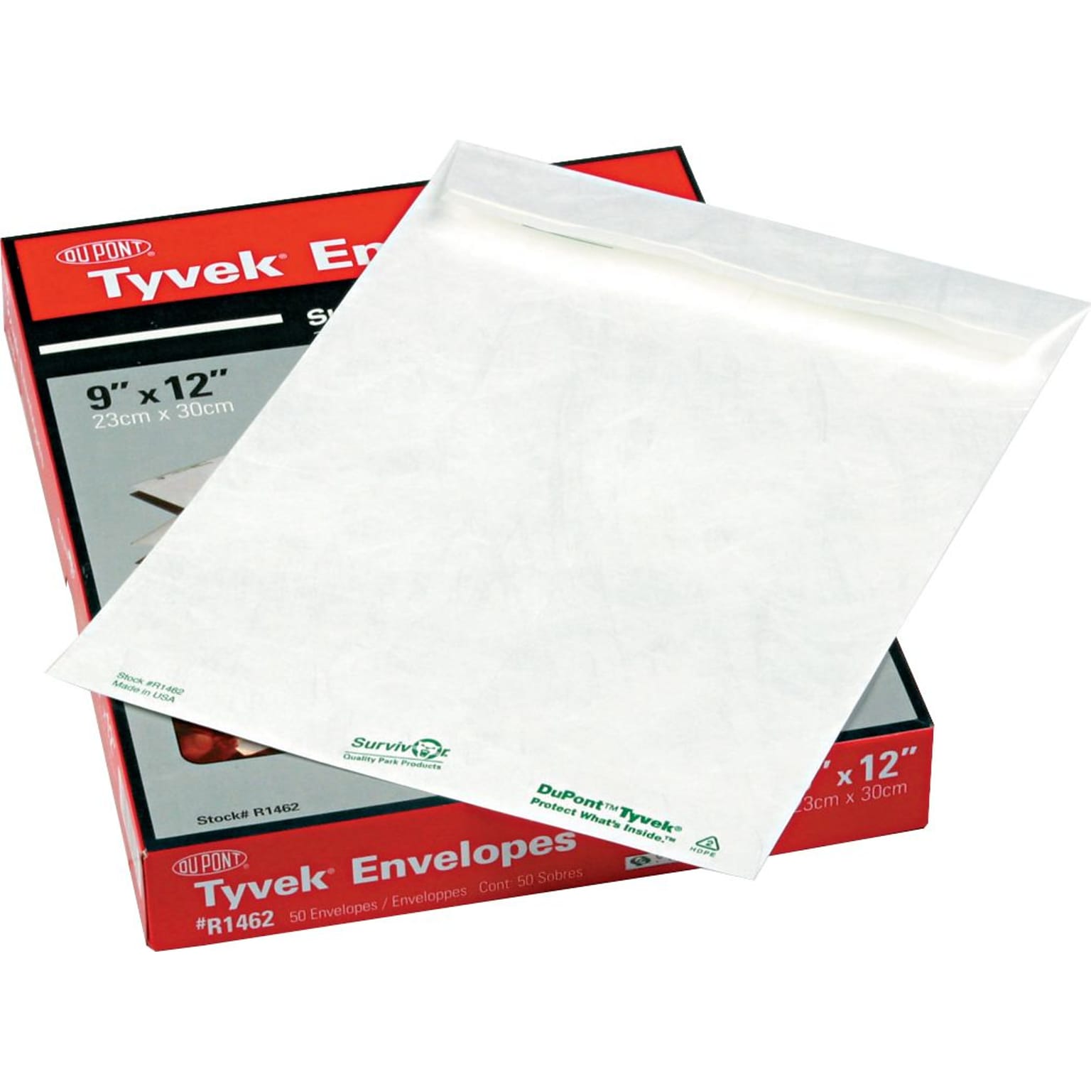 Quality Park Tyvek Flap-Stik Peel & Seal Catalog Envelope, 9 x 12, White, 50/Box (QUAR1462)
