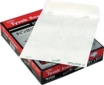 Quality Park Tyvek Flap-Stik Self Seal Catalog Envelope, 9 1/2 x 12 1/2, White, 100/Box (R1520)