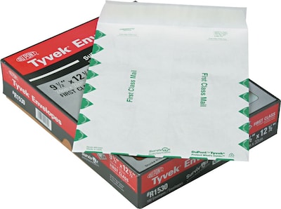 Quality Park Survivor First Class Tyvek Self Seal Catalog Envelope, 9 1/2 x 12 1/2, White, 100/Box