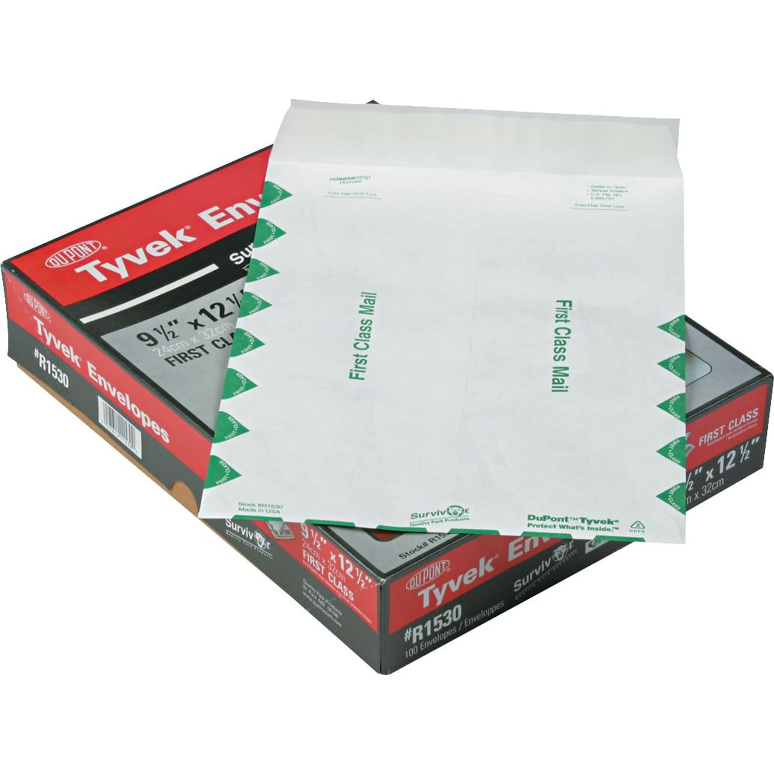 Quality Park Survivor First Class Tyvek Self Seal Catalog Envelope, 9 1/2 x 12 1/2, White, 100/Box (QUAR1530)
