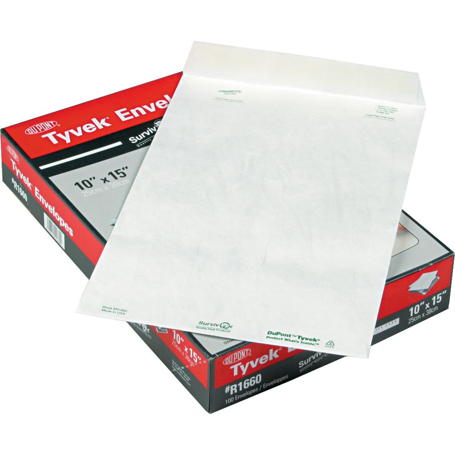 Quality Park Tyvek Flap-Stik Self Seal #98 Catalog Envelope, 10 x 15, White, 100/Box (R1660)