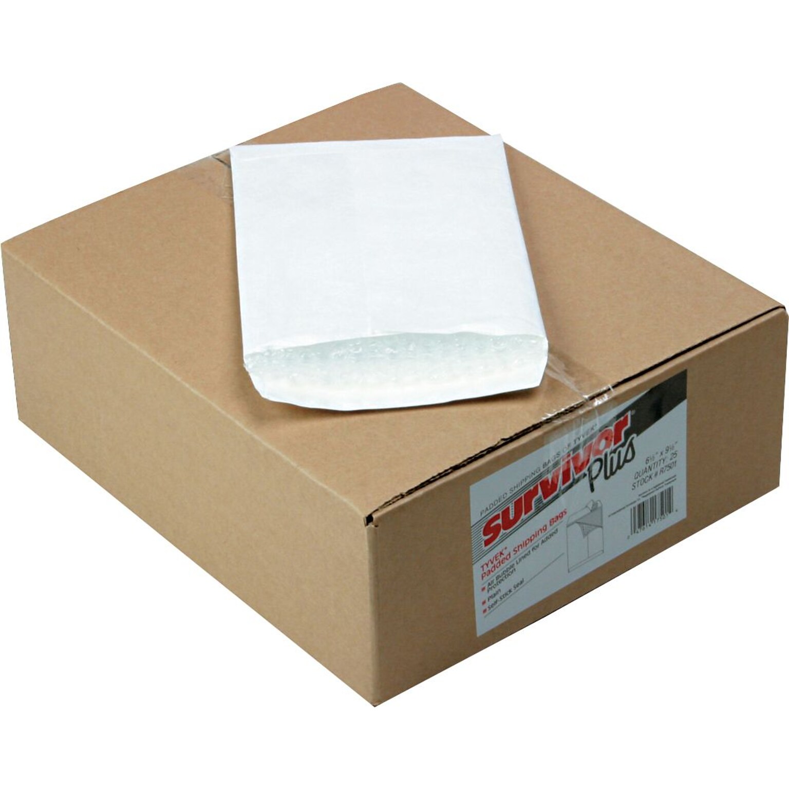 Quality Park Tyvek® Self-Seal Air Bubble Mailers, Side Seam, White, 6 1/2W x 9 1/2L, 25/Bx