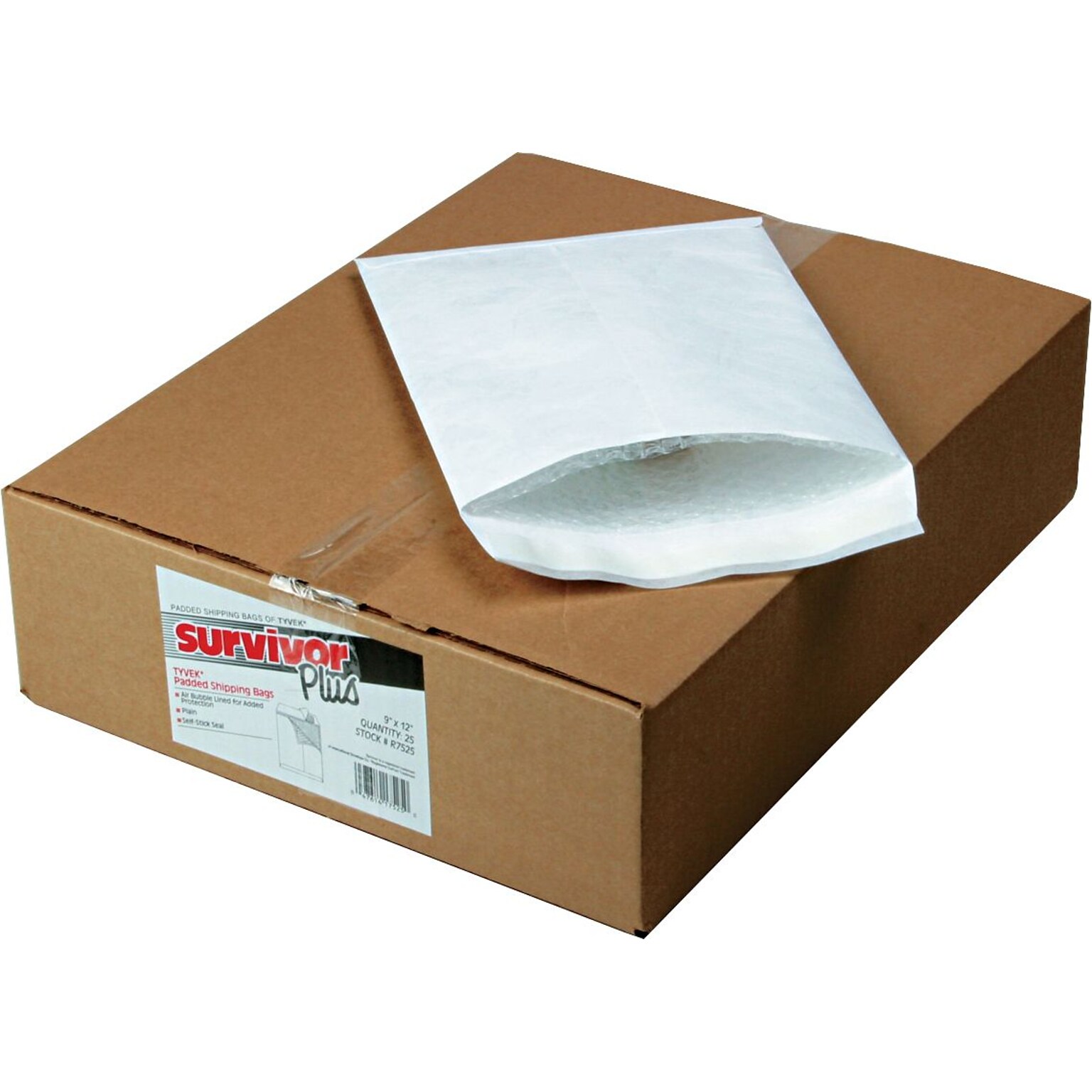 Quality Park Tyvek® Self-Seal Air Bubble Mailers, Side Seam, #3, White, 9W x 12L, 25/Bx