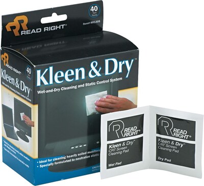 Kleen & Dry Cleaning Wipes, 40 Twin Packs Per Box, 10/Ct