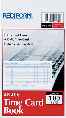 Time Card Pads, Daily, 4 1/4 x 7