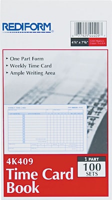 Time Card Pads, For Weekly Time, 4-1/4x7, Manila