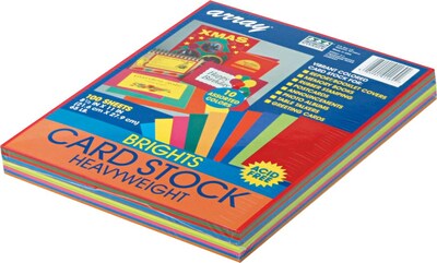 Array 65 lb. Cardstock Paper, 8.5" x 11", Assorted Colors, 100 Sheets/Pack (101169)