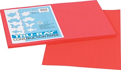Tru-Ray® Fade Resistant Art Construction Paper, Red, 12x18", 50 Sheets