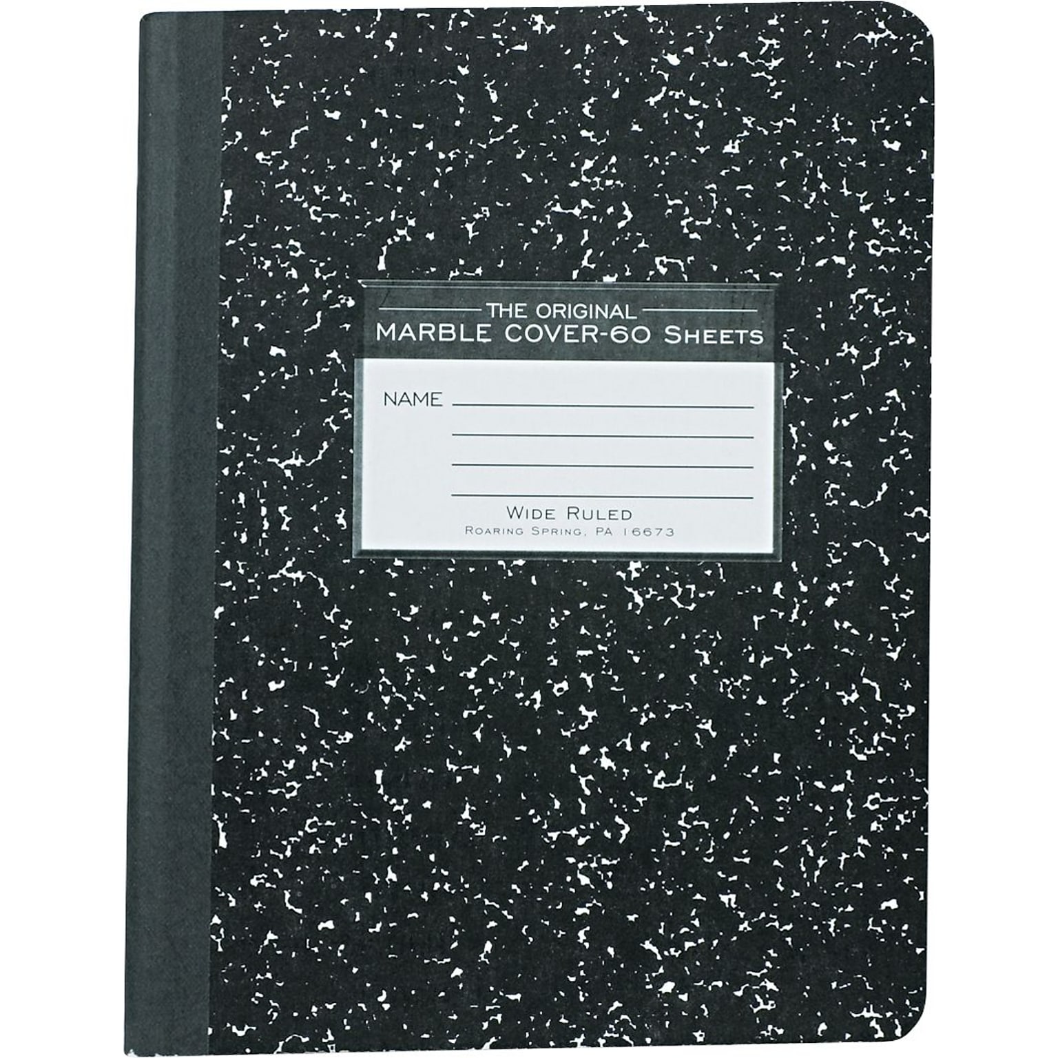 Roaring Spring Paper Products 1-Subject Composition Notebooks, 9.75 x 7.5, Wide Ruled, 60 Sheets, Black (77222)
