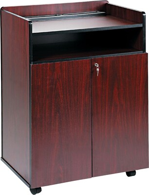Safco Executive Mobile 2-Shelf Wood Presentation Cart with Lockable Wheels, Mahogany (8919MH)