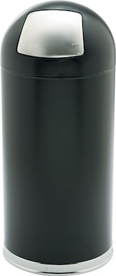 Safco Top Dome Receptacles Steel Trash Can with Lid, Black, 15 gal. (9636BL)