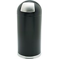 Safco Top Dome Receptacles Steel Trash Can with Lid, Black, 15 gal. (9636BL)