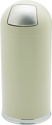 Safco Push Door Dome Top Receptacles Steel Trash Can with Lid, Putty, 15 gal. (9636PT)