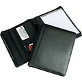 Samsill Regal Genuine Leather Zipper Ring Binder Padfolio, 8 1/2 x 11, Black (15540)