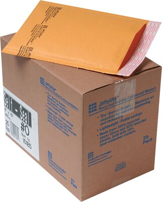 6 x 10  Sealed Air Jiffylite® Self-Seal Kraft Mailers, Side Seam, #0, Golden Brown,25/Ct (10185)