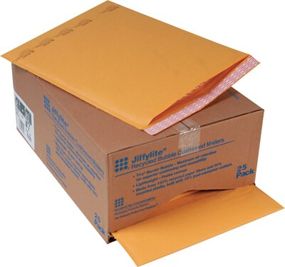 14 1/4 x 20 Sealed Air Jiffylite® Self-Seal Kraft Mailers, Side Seam, #7, Golden Brown, 25/Ct (10192)