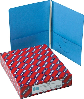 Smead 2-Pocket Portfolio Folder with Fasteners, Blue, 25/Box (88052)