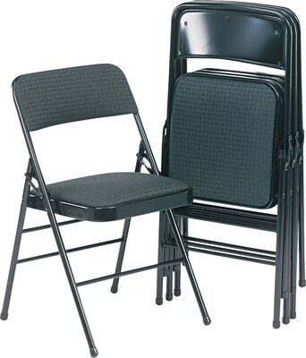Samsonite® Deluxe Fabric Padded Seat & Back Folding Chairs, Black