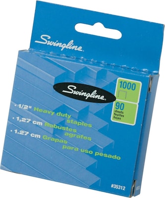 Swingline® Premium Heavy Duty Staples, 1/2 Length, 100/Per Strip, 1,000/Box (35312)