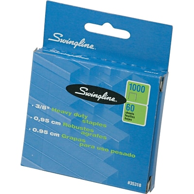 Swingline® Premium Heavy Duty Staples, 3/8 Length, 100/Per Strip, 1,000/Box (35318)