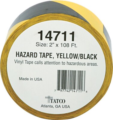 Tatco Hazard Marking Aisle Tape, 2" x 108 ft. Roll