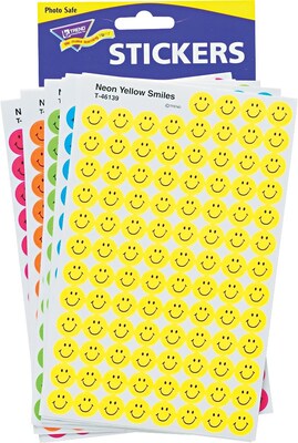 superSpots® Sticker Variety Pack, Neon Smiles, 2,500 per Pack