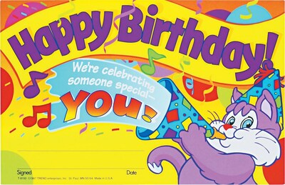 Trend Enterprises Happy Birthday! Recognition Awards; 5 1/2 x 8 1/2, 30/Pk