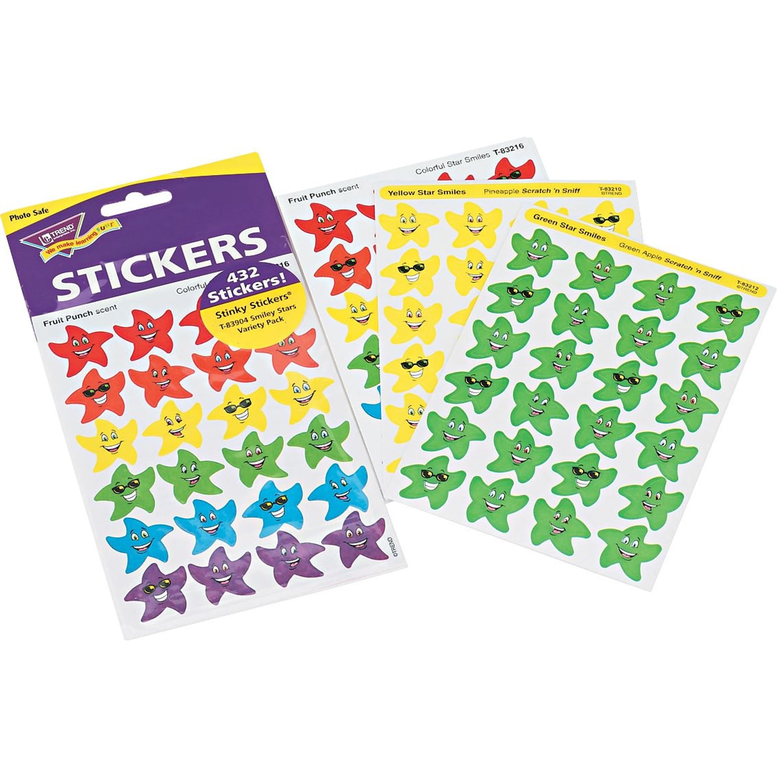Trend Stinky Stickers® Scratch & Sniff Variety Pack, Smiley Stars Variety Pack, 432 Stickers per Pack (T83904M)