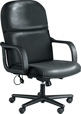 Safco Big and Tall Leather Executive Swivel/Tilt Chair with PU Arms, Black