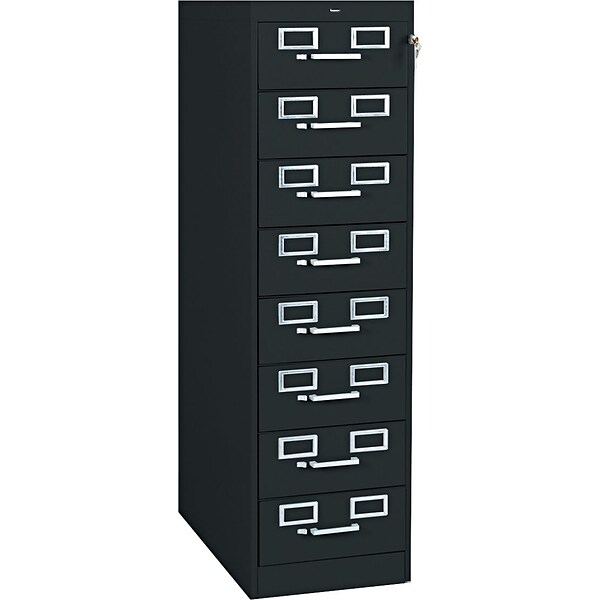 Tennsco 8-Drawer Multi Media Card File for 3x5 and 4x6 Cards, Black