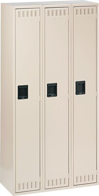 Tennsco Heavy Gauge Steel Single Tier Lockers, 3 Wide, Sand (STS121872CSD)