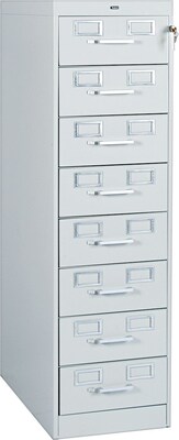 8-Drawer Multimedia Cabinet For 3x5 & 4x6 Cards; Light Grey; 43,400 Card Capacity; 52Hx15Wx28-1/2D