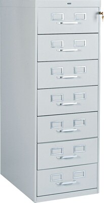 7-Drawer Multimedia Cabinet For 5 x 8 Cards; Light Grey; 38,100 Card Capacity; 52Hx19-1/8Wx28-1/2D