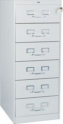 6-Drawer Multimedia Cabinet For 6 x 9 Cards; Light Grey; 32,600 Card Capacity; 52Hx21-1/4Wx28-1/2D