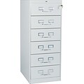 6-Drawer Multimedia Cabinet For 6 x 9 Cards; Light Grey; 32,600 Card Capacity; 52Hx21-1/4Wx28-1/2D